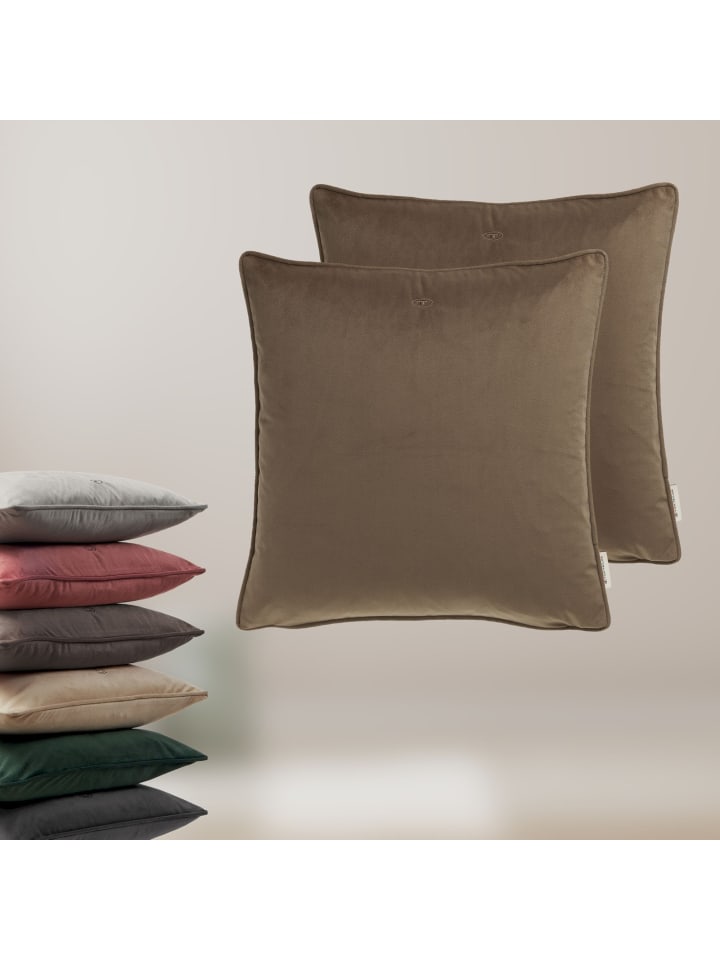 Tom Tailor TT Kissenhülle 2er Set VelvetSignature 45 x 45 cm in Braun günstig kaufen 45 x 45 cm