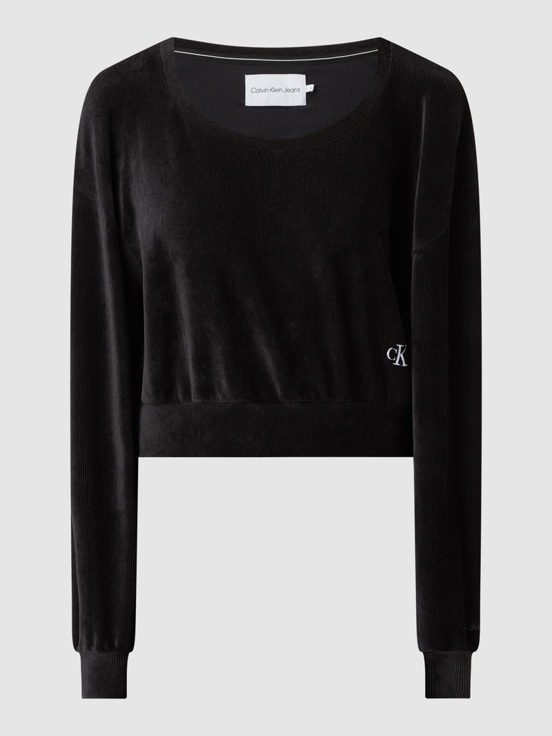 Cropped Sweatshirt aus Cord  in schwarz
