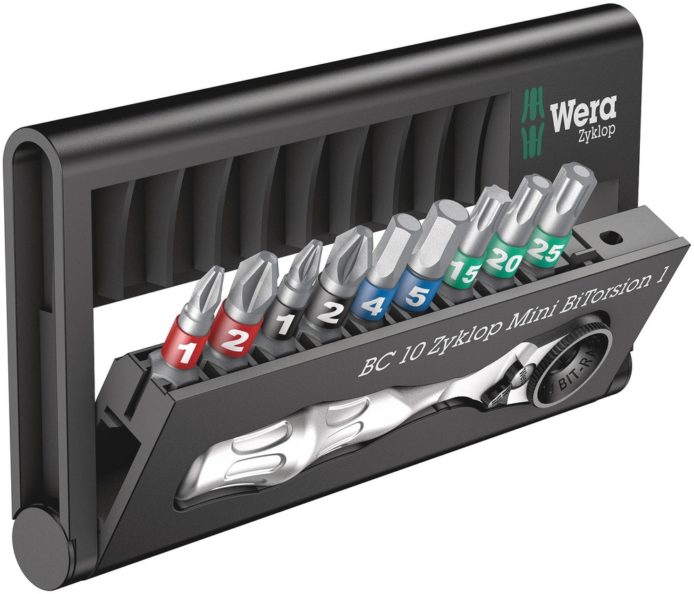 Wera 05057418001 Bit-Check 10 Zyklop Mini BiTorsion 1, 10-deligări