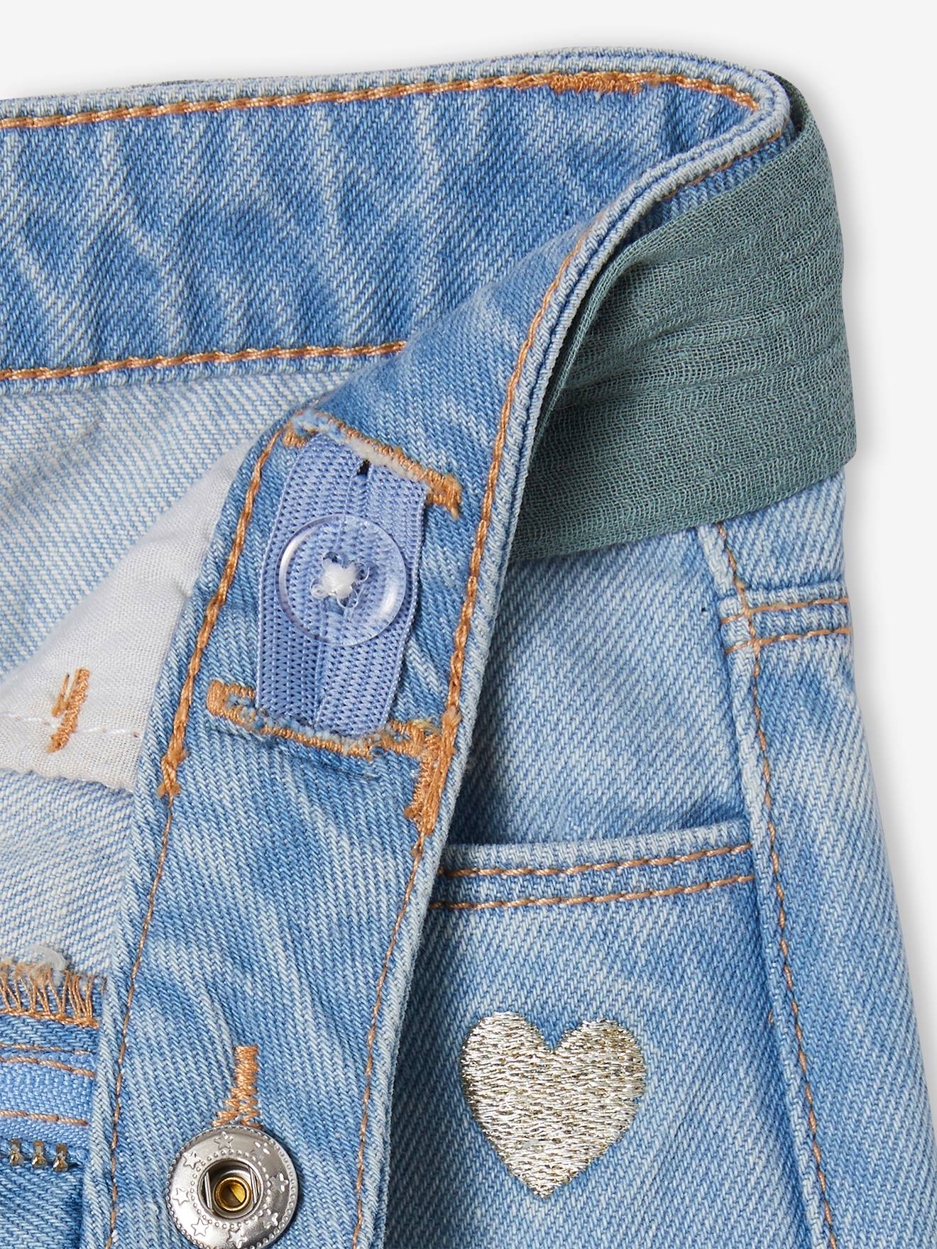 Jean large et sa ceinture en gaze de coton fille longueur chevilles double stone
