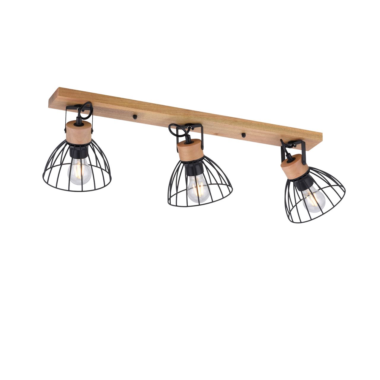 JUST LIGHT LeuchtenDirekt LAMI, Wand- und Deckenleuchte, 3-flammig, E27, 25Watt, Metallschirm, schwarz