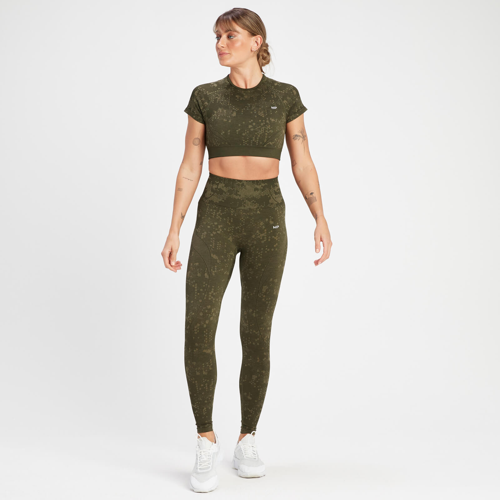 Crop top à motif sans coutures MP Adapt pour femmes – Vert olive
