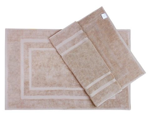 Badematte Badematte 800gsm NatureMark, rutschfest, strapazierfähig, Baumwolle, rechteckig, Badematte 2-tlg., Duschmatte Duschvorleger, Premium Qualität, 50x80cm, Sand