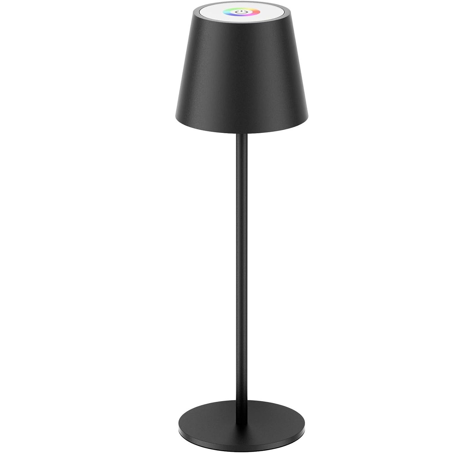 AKKEE LED Tischleuchte Außen-Tischleuchte Tischleuchten Kabellos Schwarz LED Tischlampe, Wiederaufladbar, LED fest integriert, 8 Farben verfügbar+ Dimmbare Tischleuchte, mit Touch-Schalter für Innen und Außenbereich