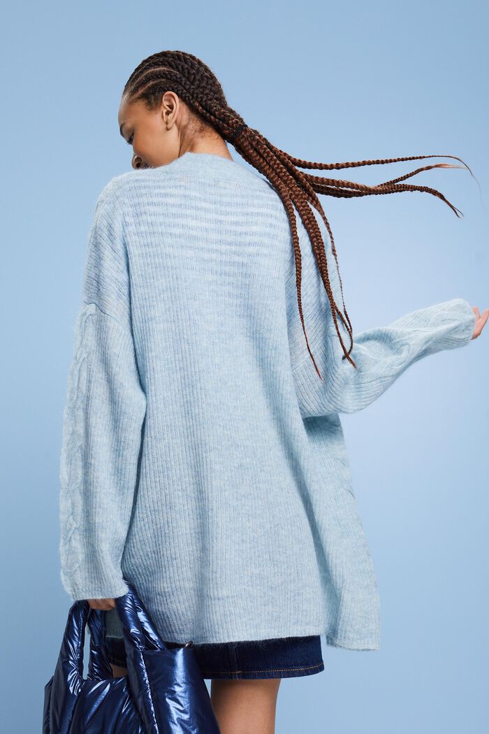 Zopfstrick-Cardigan aus Mohair-Mix