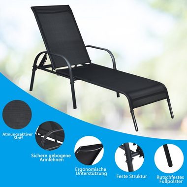 COSTWAY Gartenliege, mit 5 einstellbaren Rücklehnpositionen