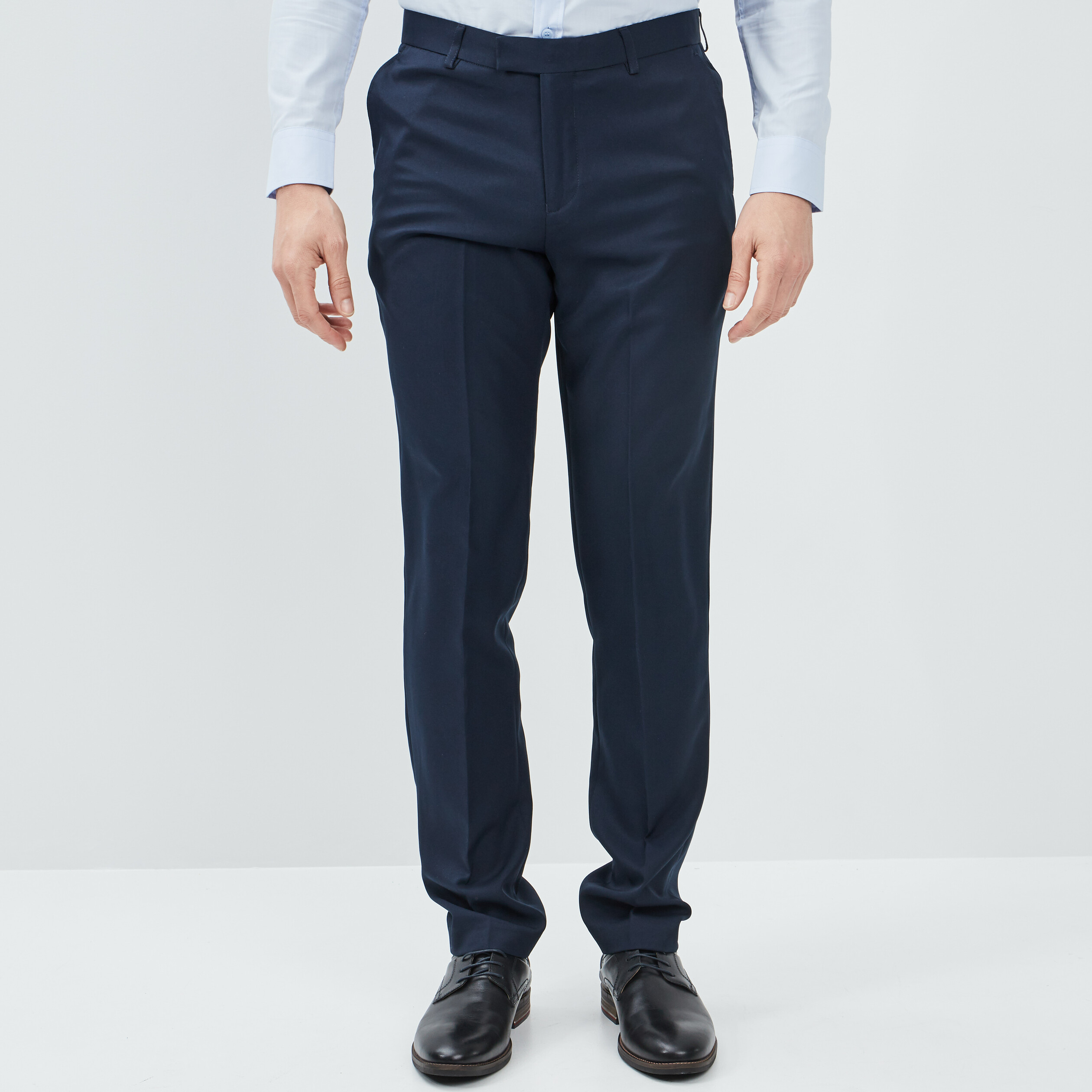 Pantalon droit avec pinces bleu marine homme | La Halle