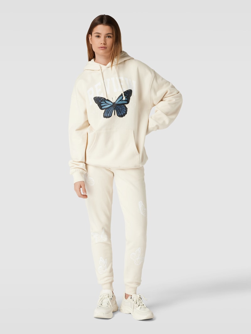 Sweatpants mit Motiv-Print in beige