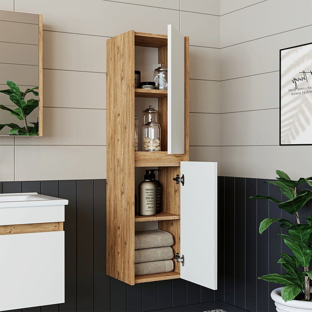 Roomart Badmöbel-Set, (Roomart, Badezimmermöbel, Hochschrank Badregal, in 5 Farben Badschrank)