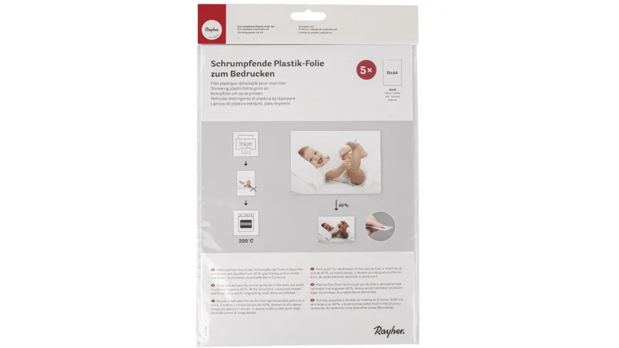 Rayher Schrumpffolie für Inkjet A4 Weiß