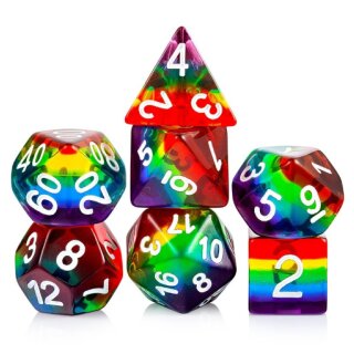 Resin Dice Set Clear Rainbow (7)