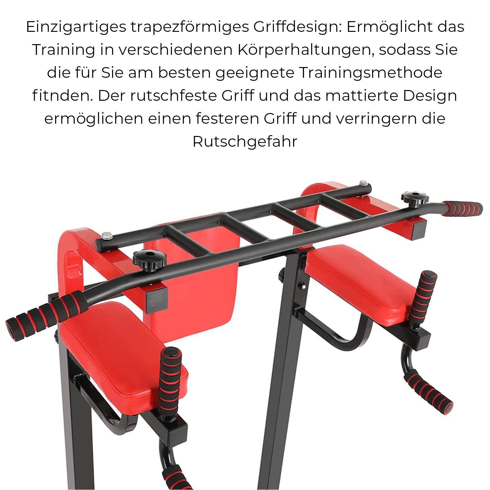 TLGREEN Kraftstation Trainingsstation, Fitnessstation, Power Tower für Training zuhause, 8-Stufig HÖhenverstellbar, Dipstange, Klimmzugstange,Rückenpolster