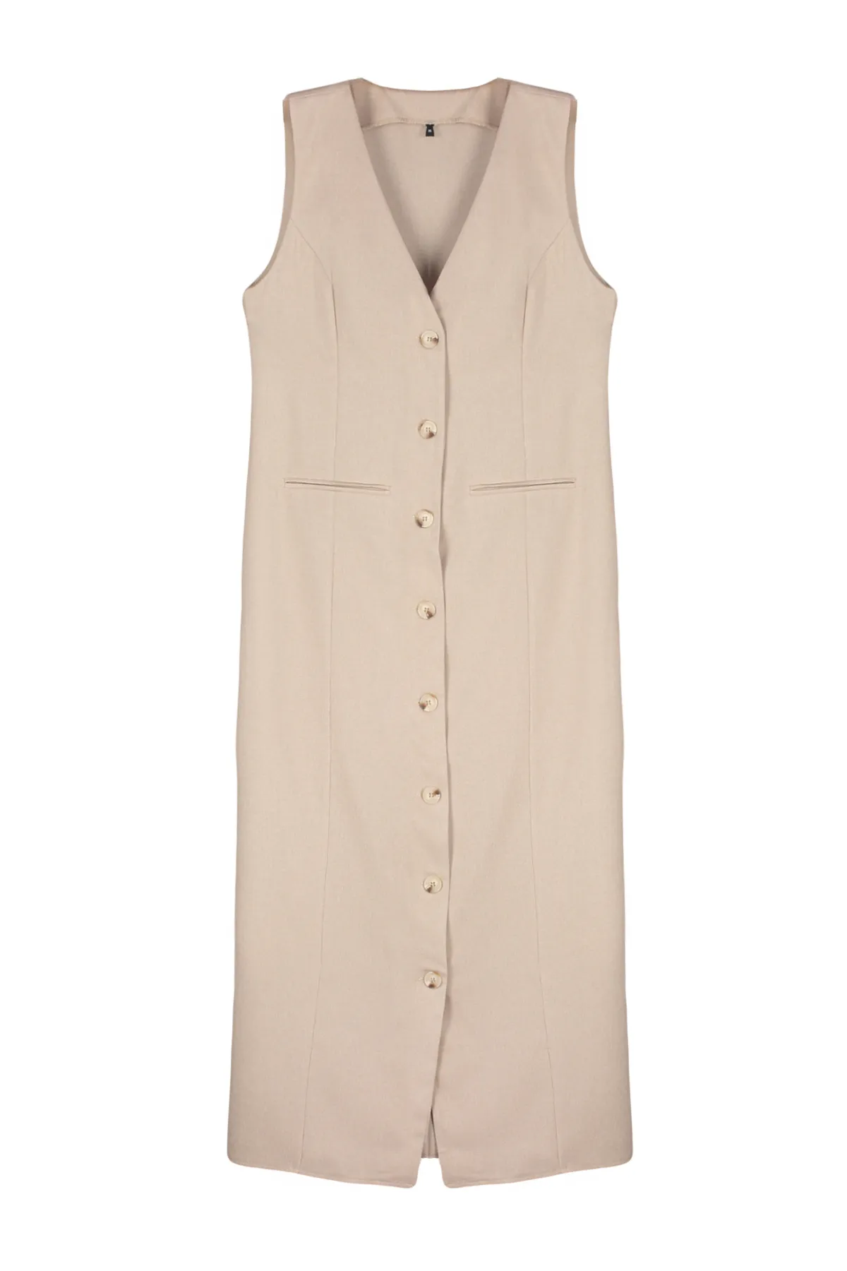 Trendyol Modest  Beige, ungefütterte Weste aus leinwandgewebtem Polyviscon TCTSS24EB00202