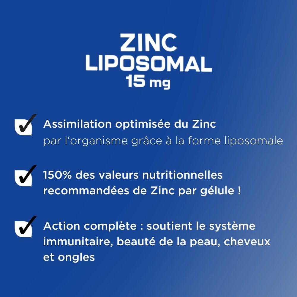 FORTE PHARMA Zinc Liposomal 15 mg - Défenses Immunitaires, Beauté de la Peau, Cheveux, Ongles Complément alimentaire beauté & immunité