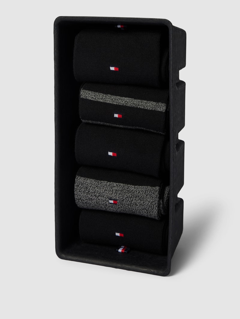 Socken mit Logo-Stitching im 5er-Pack Modell 'MOULINE' in schwarz