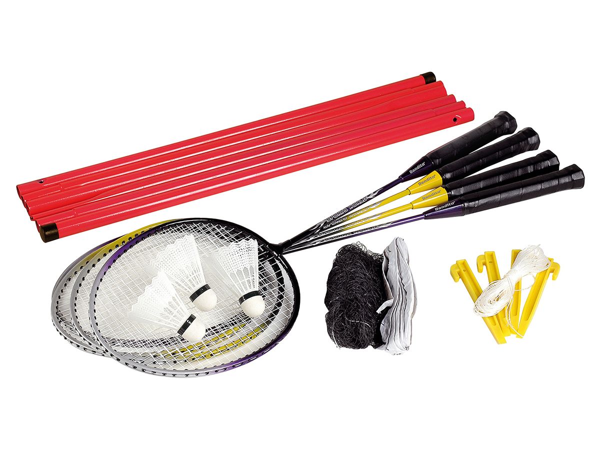 Bandito 4 Spieler Badmintonset mit Netz