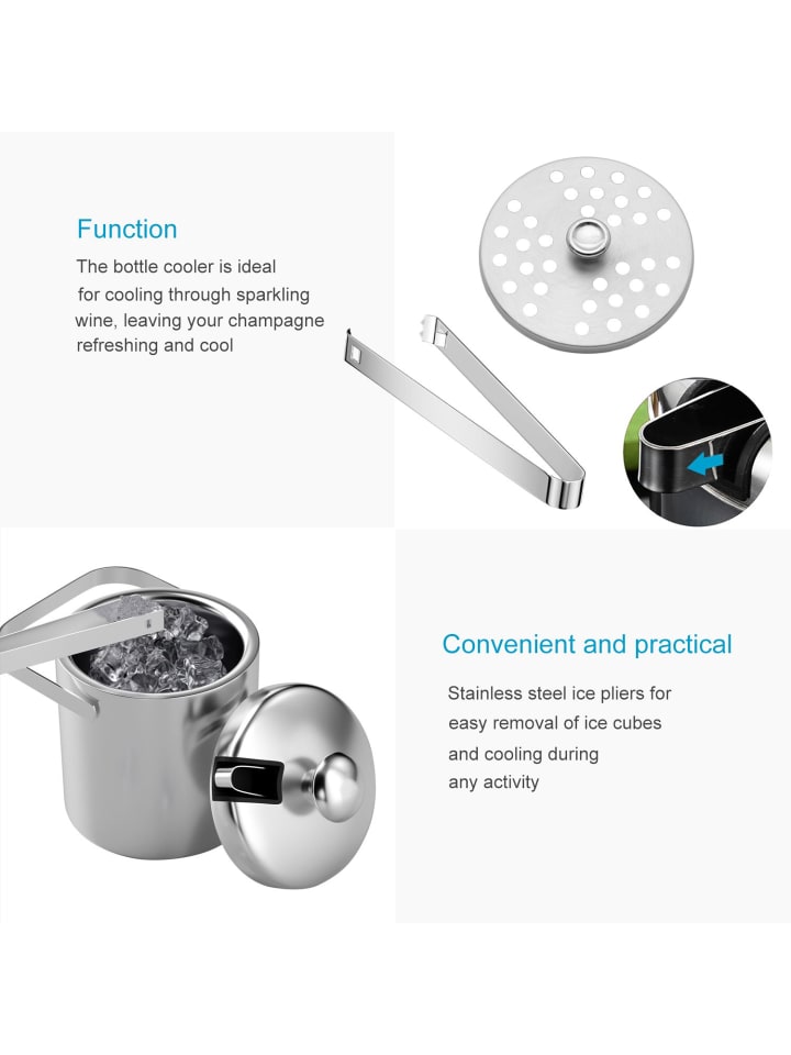 Intirilife 4-teiliges Eiskübel Set in Silber günstig kaufen 1,3 L