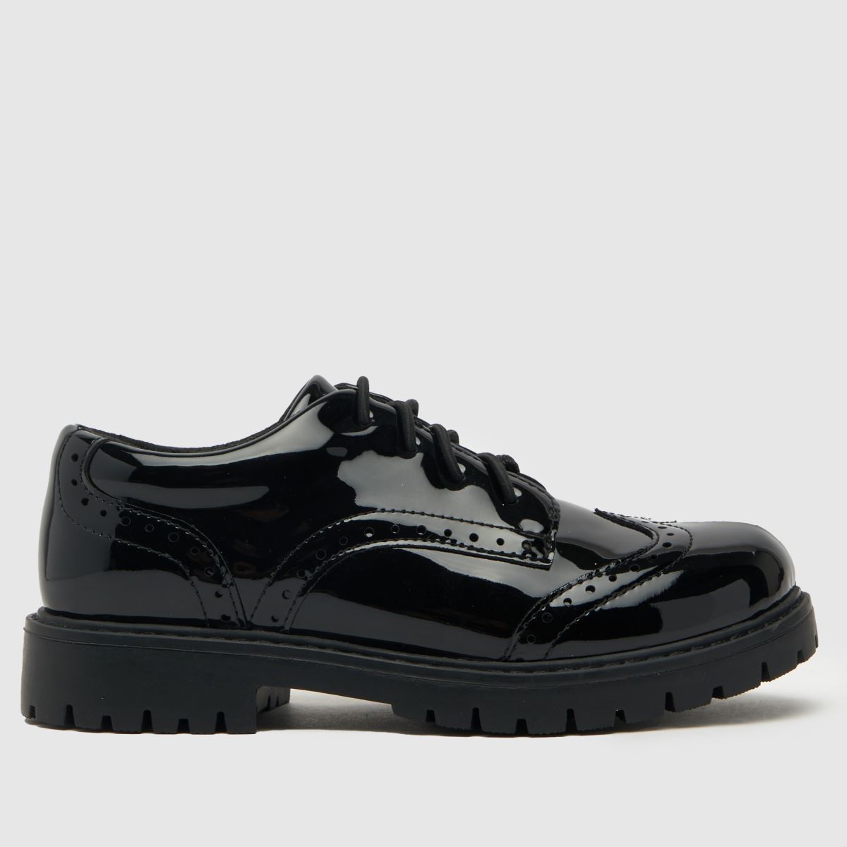 Schuh fekete, lakkbőr brogue cipő lányoknak junior cipők