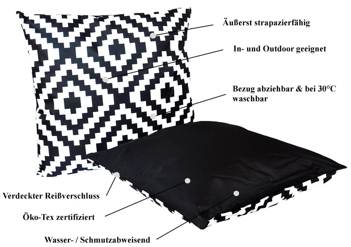 JACK Dekokissen JACK XXL Outdoor Lounge Kissen 60x60cm Motiv Dekokissen inkl. Füllung, mit Lotus-Effekt, Robust, Strapazierfähig, für Innen & Außen geeignet