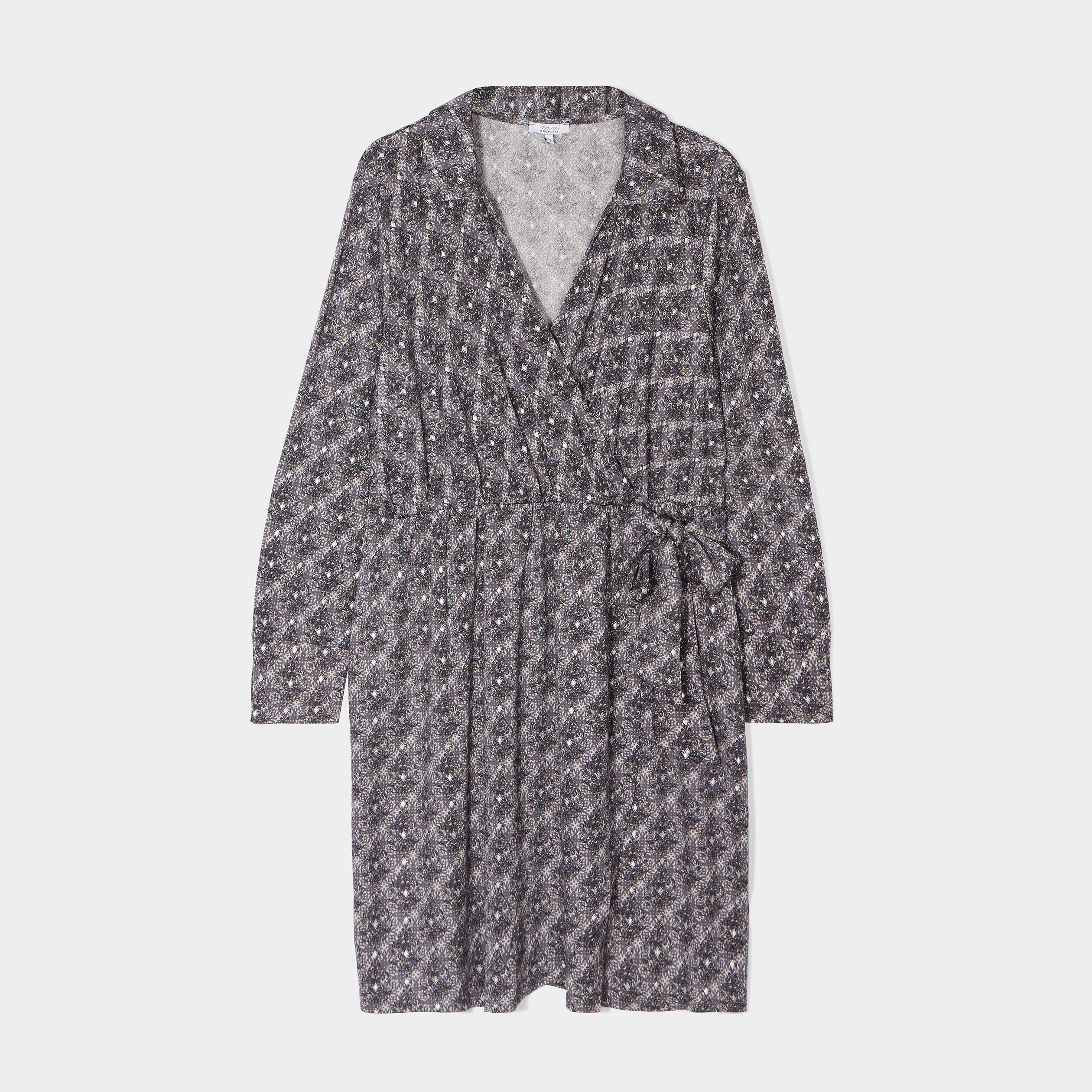 Robe droite col cache-coeur avec noeud noir femme grande taille | La Halle