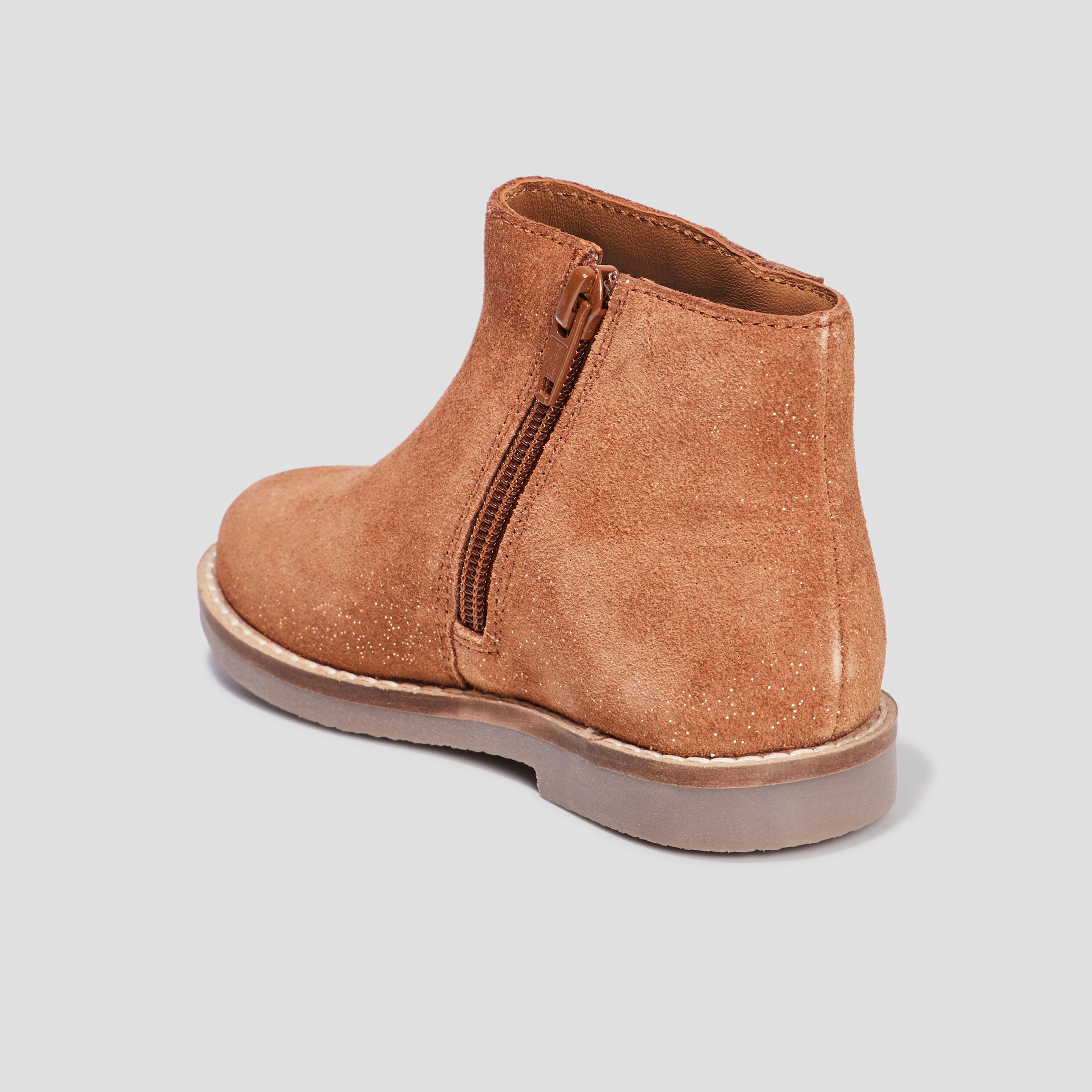 Bottines à volants en cuir camel fille | La Halle