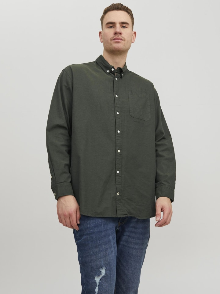 JACK & JONES PLUS Freizeithemd in Forest Night günstig kaufen