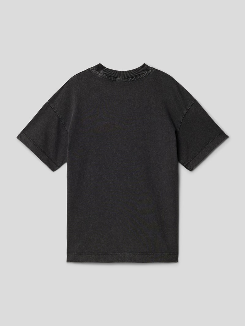 T-Shirt mit geripptem Rundhalsausschnitt Modell 'JORDUST' in schwarz