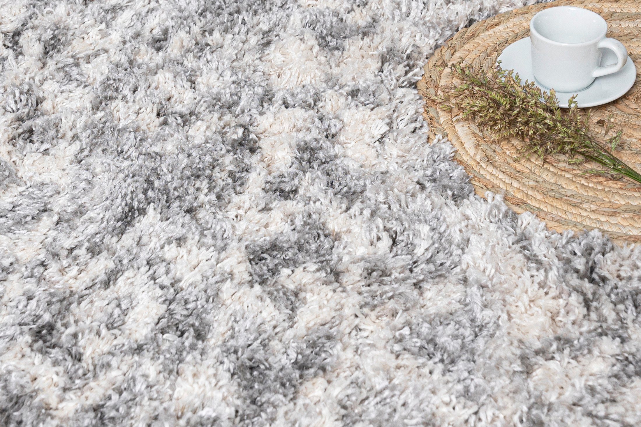 Hochflor-Teppich Hochflor Shaggy Teppich für Wohnzimmer - Höhe 35 mm Fransen Grau, Mazovia, 60 x 100 cm, Pflegeleicht, Boho - look, Langflor, Rechteckig, Weich