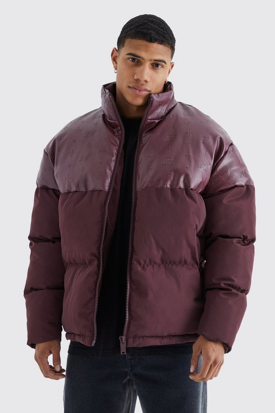Oversize PU & Nylon Steppjacke
