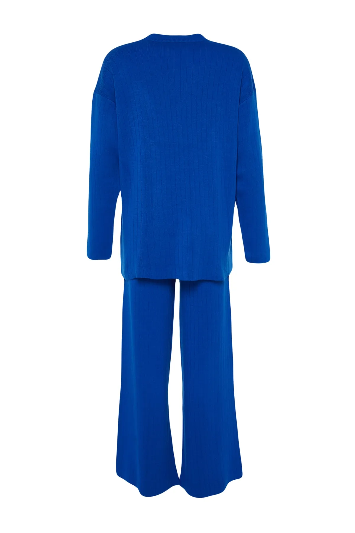 Trendyol Collection  Indigo Wide Fit Basic-Hose Strickoberteil und Unterteil-Set TWOAW23AU00255