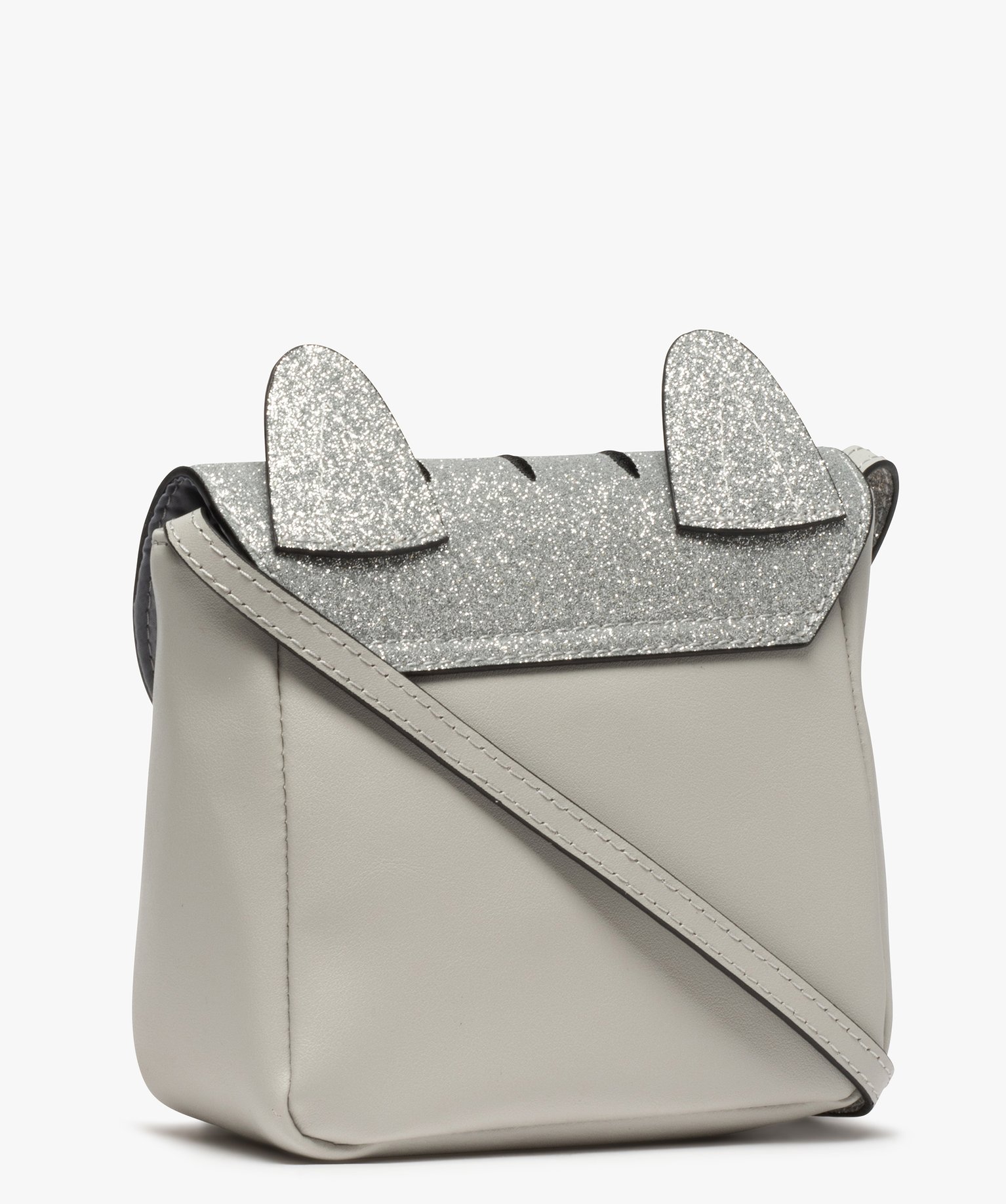 Sac fille avec rabat à paillettes avec motif chat gris | GEMO