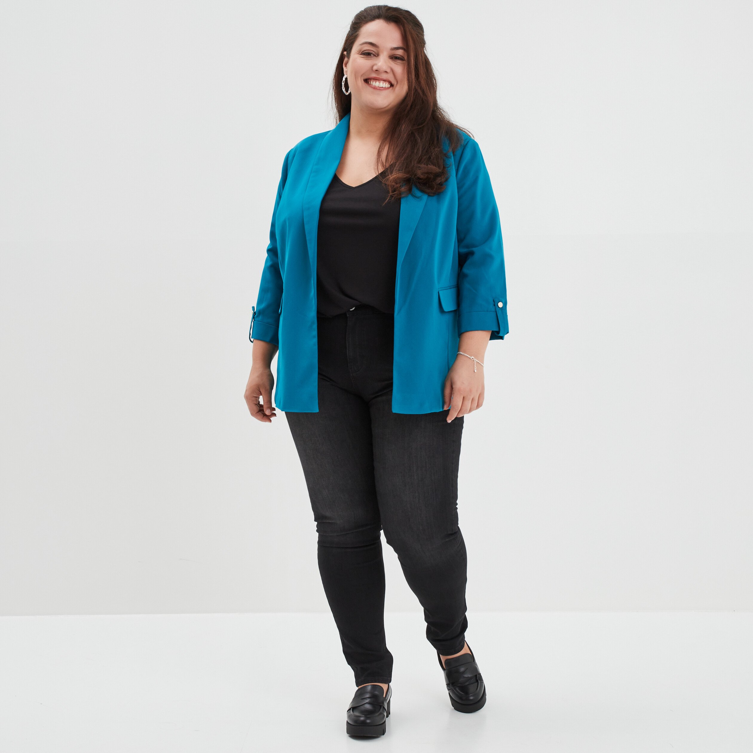 T-shirt manches courtes noir femme grande taille | La Halle