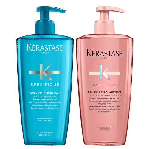 Kérastase Spécifique Bain Vital Dermo-Calm + Chroma Absolu Bain Riche Respekt Duo Bundle