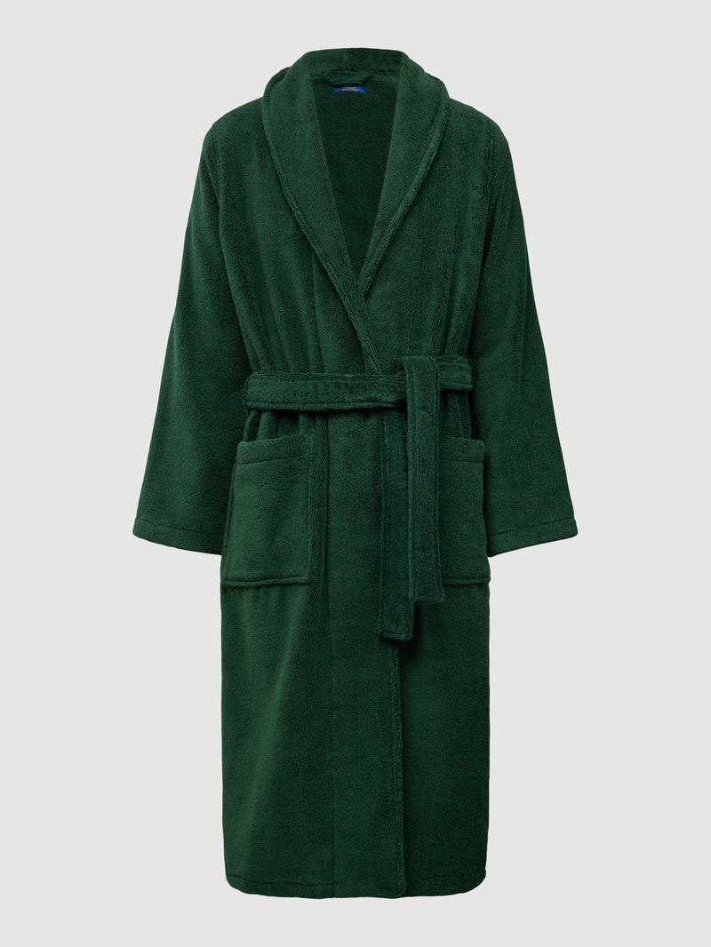 Bademantel mit Eingrifftaschen in dunkelgrün