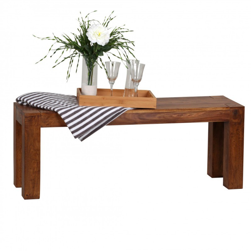 Wohnling Sheesham Massivholz Esszimmer Sitzbank Bank 120 x 35 cm Holz