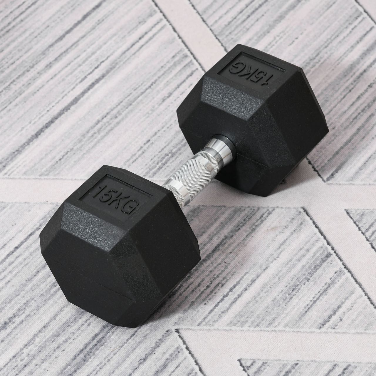 HOMCOM Gummi-Hantel Fitness Hantel Kurzhantel für Trainingsraum Gummi schwarz 15 KG