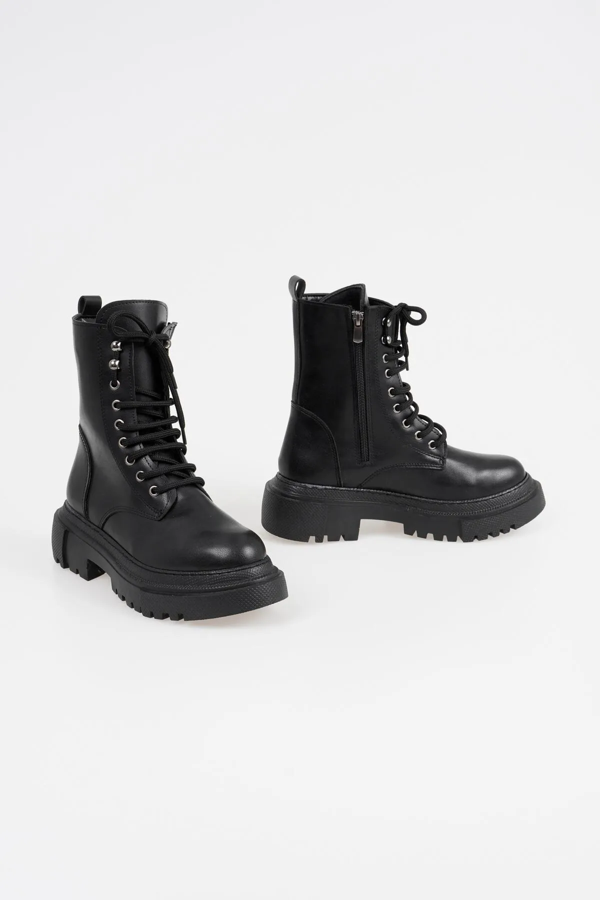CZ London  Damen-Schnürstiefel mit Reißverschluss, dicke Sohle, Winterschuhe