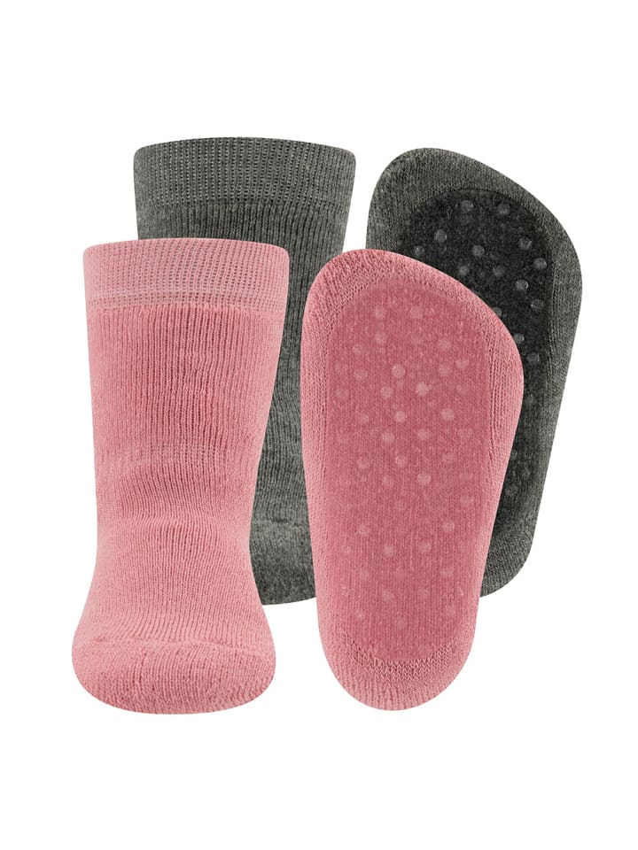 ewers 2er-Set Stoppersocken Uni in altrosa-grau günstig kaufen