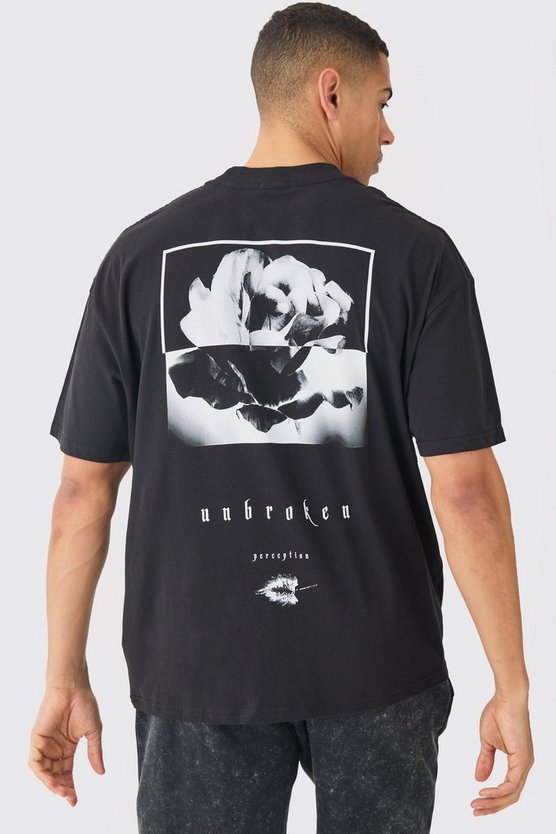 Oversize T-Shirt mit Rosen-Print