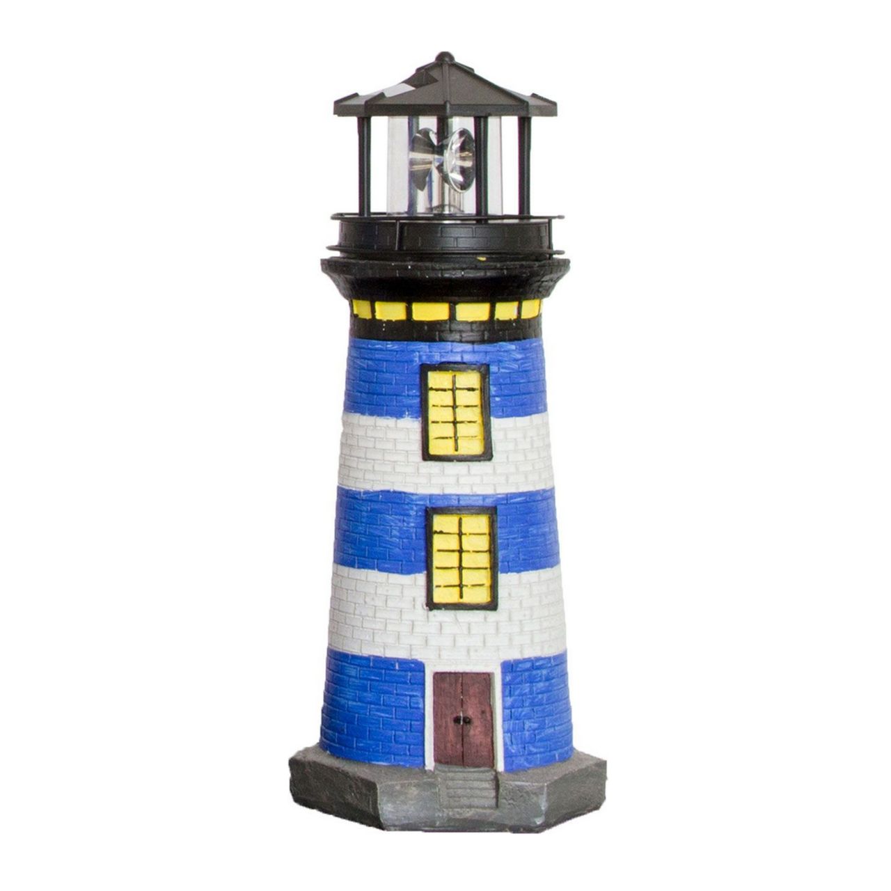 Lemodo Lemodo Gartendeko Leuchtturm mit Solar blau/weiß, handbemalte Gartenfigur 37 cm hoch