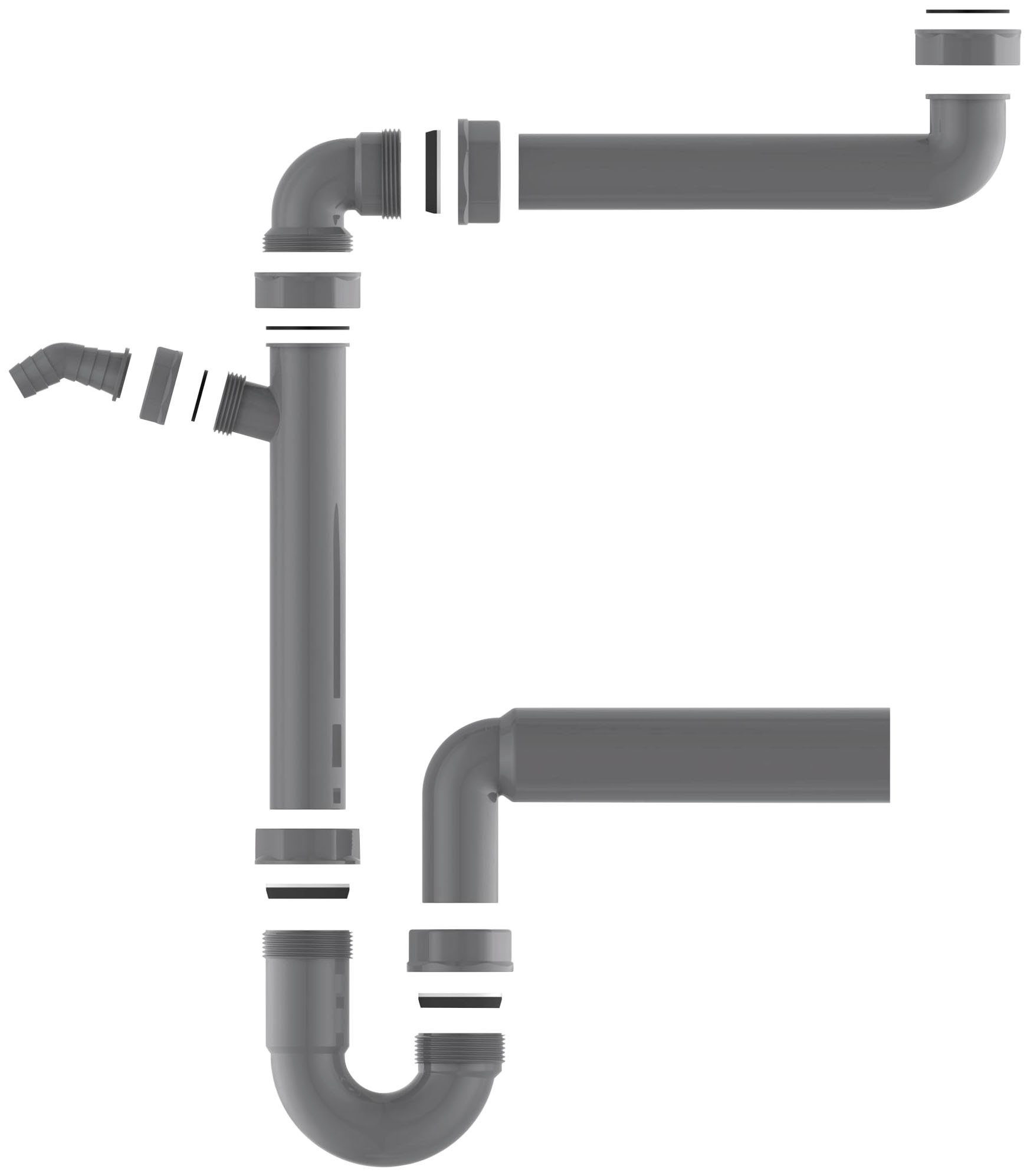 Kirchhoff Siphon ECO Save, (Set), Abfluss für Spüle, Ablaufgarnitur mit Geräteanschluss