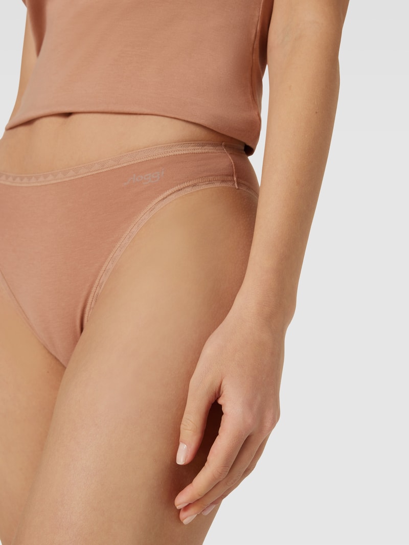 Slip mit Label-Detail im 2er-Pack in mittelbraun