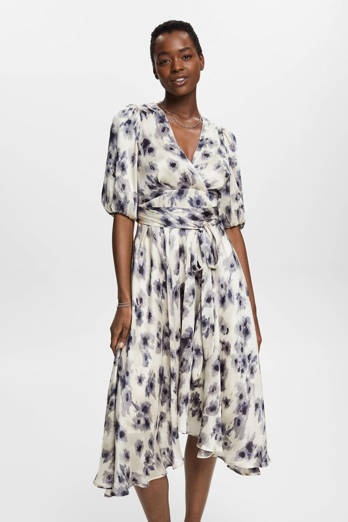 Kleid mit Puffärmeln und Blumen-Print