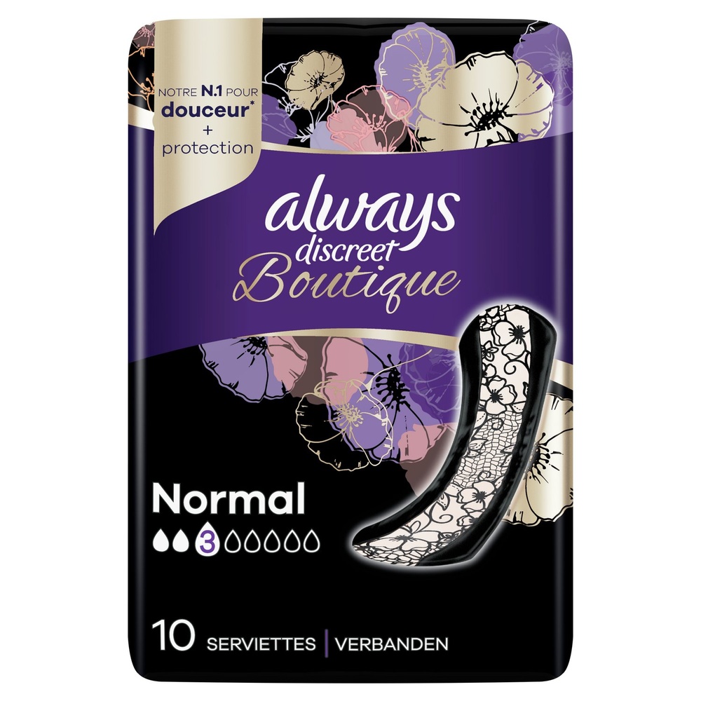 always Always Discreet Boutique Pour Fuites Urinaires x10 Serviettes Hygiéniques Pour Fuites Urinaires
