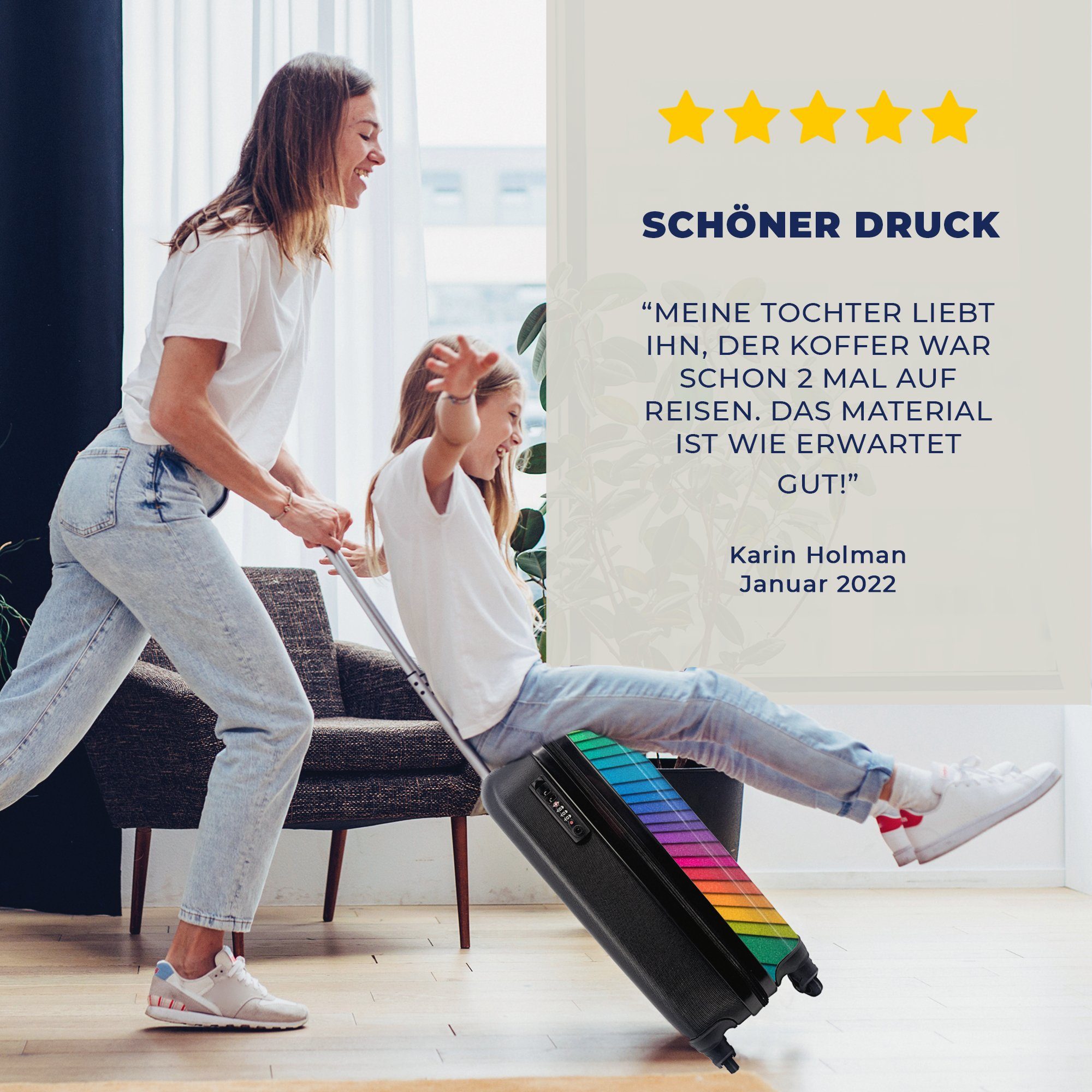 MuchoWow Handgepäckkoffer Regenbogenfarbenes Papier, 4 Rollen, Reisetasche mit rollen, Handgepäck für Ferien, Trolley, Reisekoffer