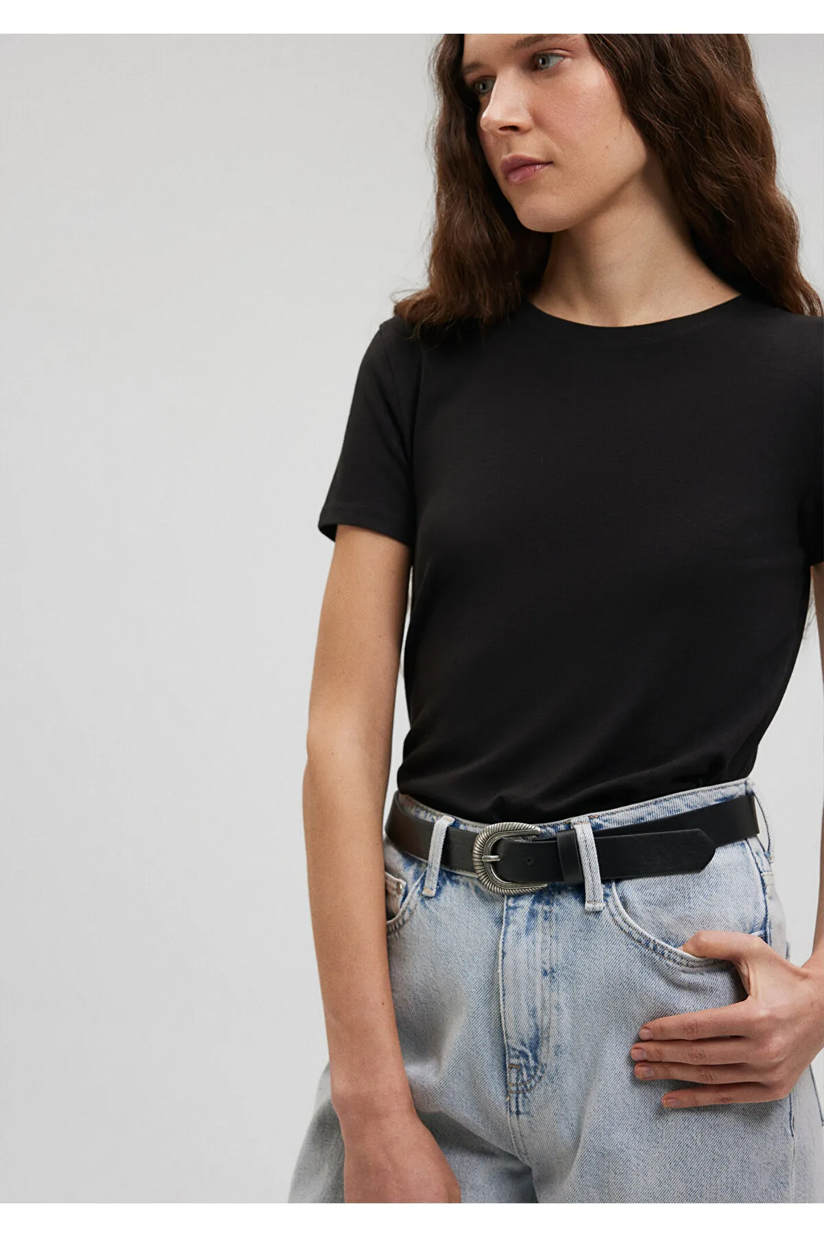 Mavi  Schwarzes Stretch-Basic-T-Shirt - Taillierter Schnitt162767-900