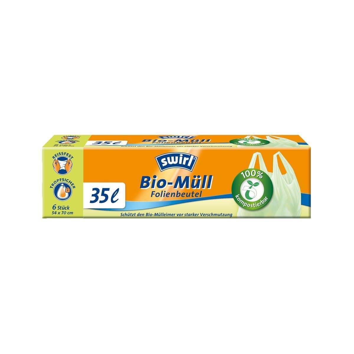 Swirl Müllbeutel Swirl Bio-Müll Folien-Beutel 35l mit Tragegriff 6stk./Rolle