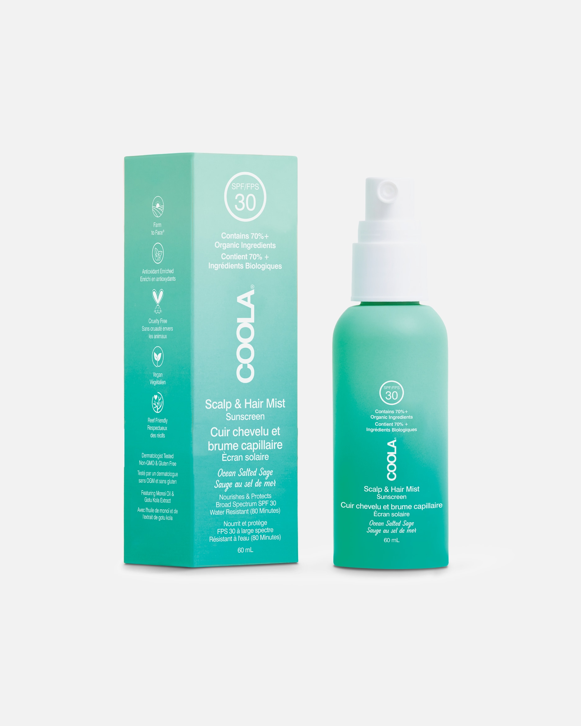 Coola Classic SPF 30 Organická hmla na pokožku hlavy a vlasy