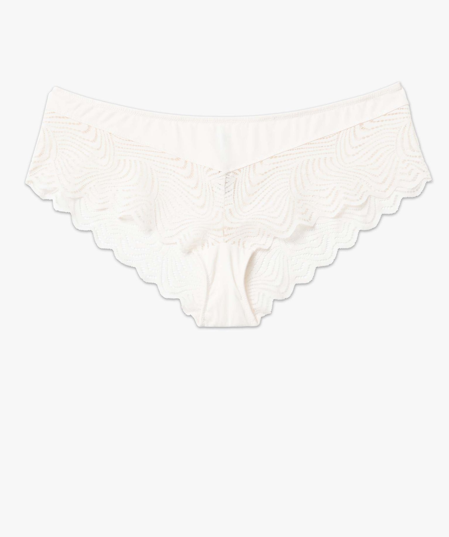 Shorty femme grande taille en dentelle et microfibre ecru | GEMO