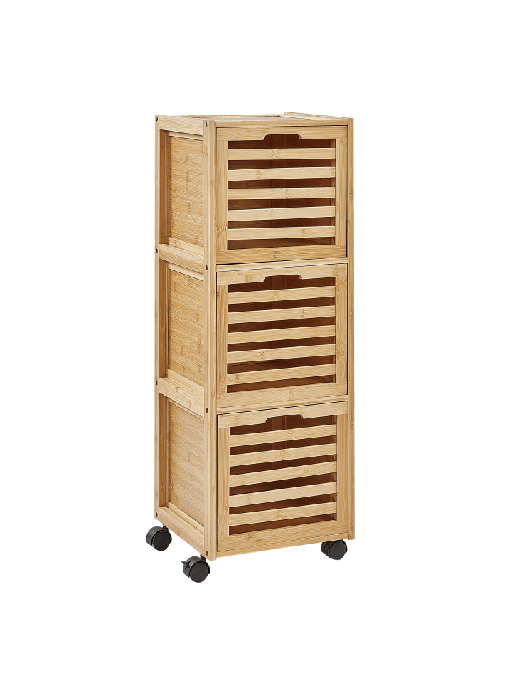 Beliani Badezimmerschrank SHAWNEE in Heller Holzfarbton - (W) 32 x (H) 90 x (L) 30 cm günstig kaufen onesize